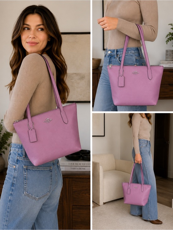 Coach Handbags - Coach Pebbled Leather Tote Bag – Lilac / Light Purple